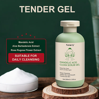 Exfoliating Gel with Mandelic Acid, Aloe & Rose Extract — Deep Cleansing Pore Cleanser for Face & Body, Long-Lasting Moisture, Daily Use, 200ml / 6.76 fl oz
