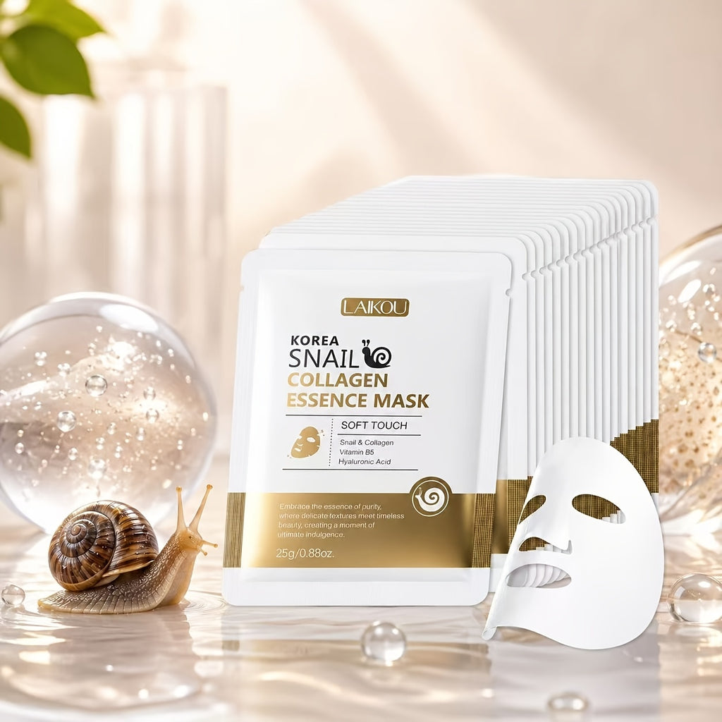 Snail Collagen Hydrating Mask 20pcs/Set, Target Radiant Skin, Facial Mask Sheet, for All Skin Types