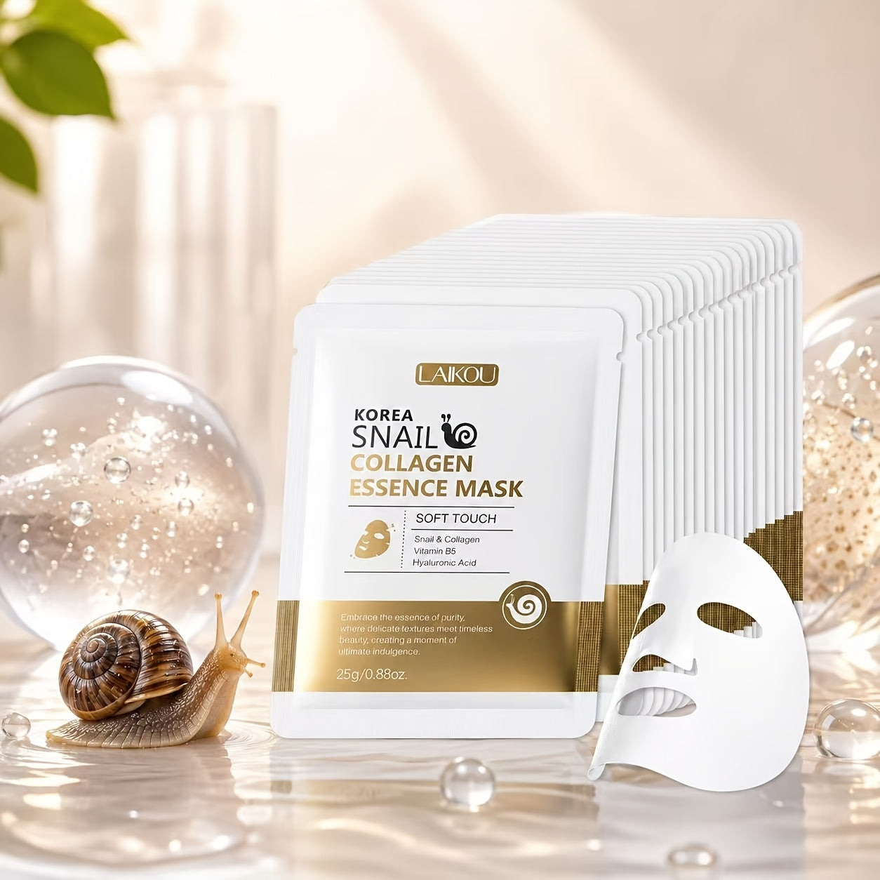 Snail Collagen Hydrating Mask 20pcs/Set, Target Radiant Skin, Facial Mask Sheet, for All Skin Types