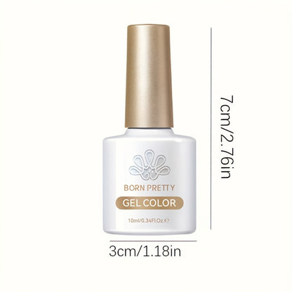 Glitter Gel Nail Polish 2pcs BORN PRETTY Snow Jelly Shimmer - Semi-Permanent Soak-Off LED UV Gel Varnish in Nude Pink White, Long-Lasting Chip-Resistant Salon-Quality Manicure, 0.34oz Each