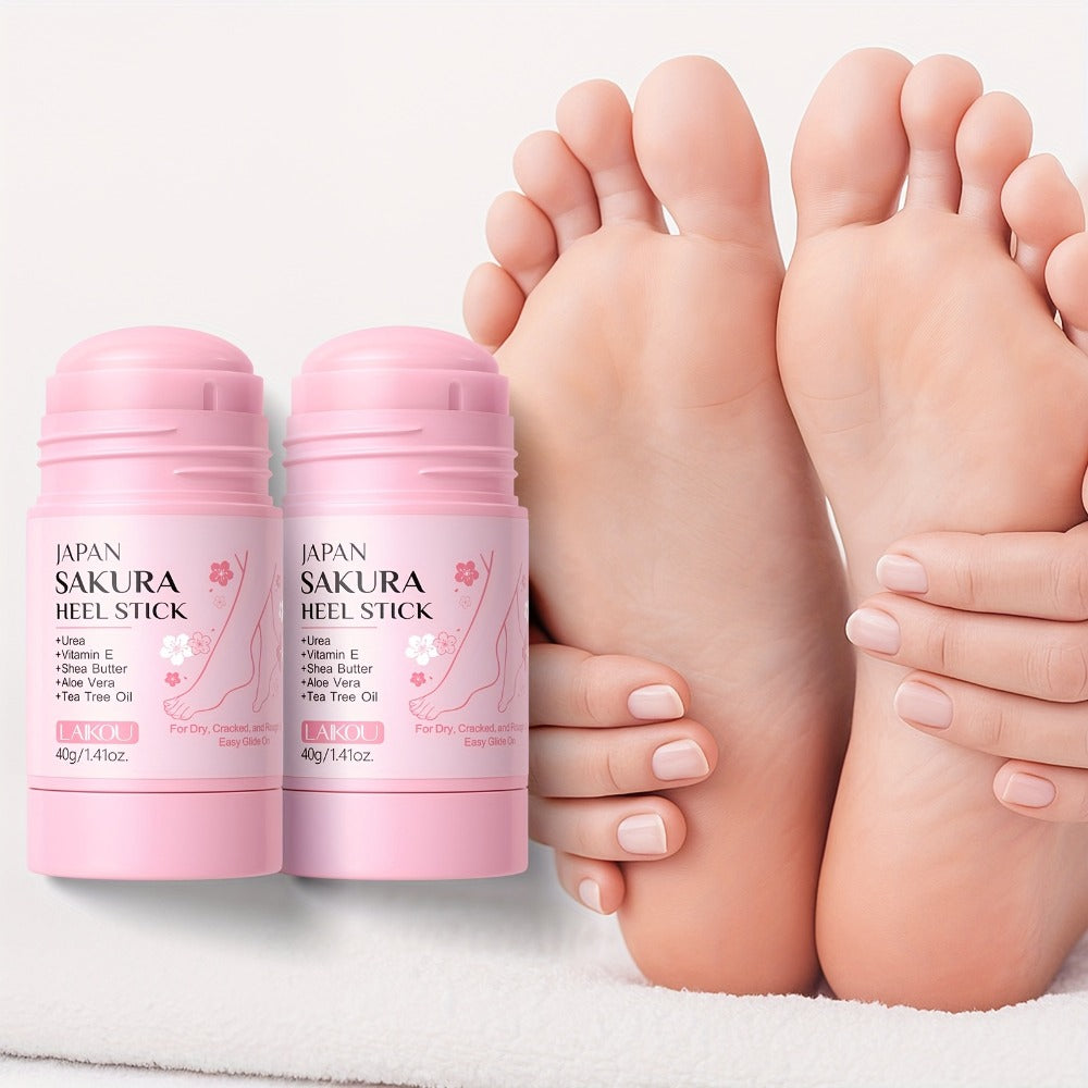 Set of 2 LAIKOU Japan Sakura Heel Sticks, 1.41Oz Each, Intensely Hydrates Dry Feet And Heels, Enriched with Vitamin E And Shea Butter Extract for Enduring Moisture, Convenient for Travel