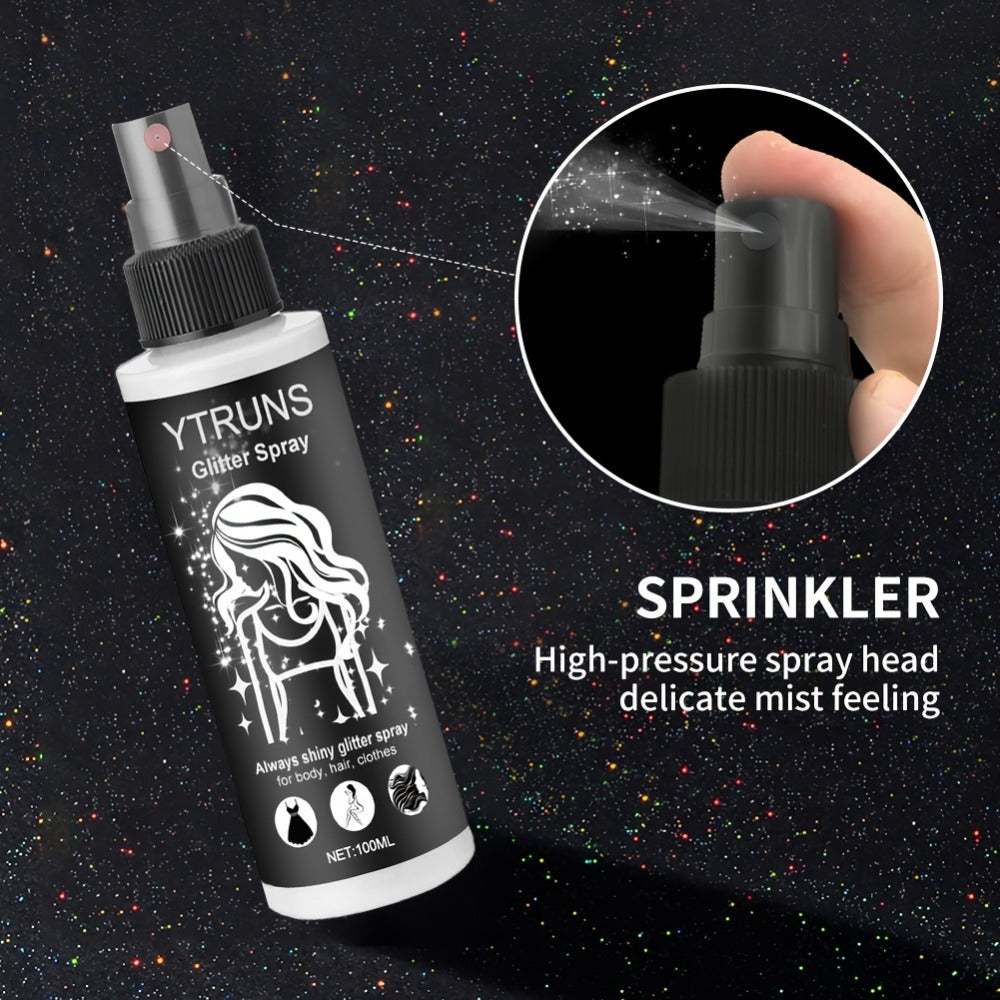 YTRUNS 3.38oz Sparkle Glitter Spray | Star-Shaped Shimmer for Body, Hair & Clothes | Hydrating Formula for Daily & Festive Use
