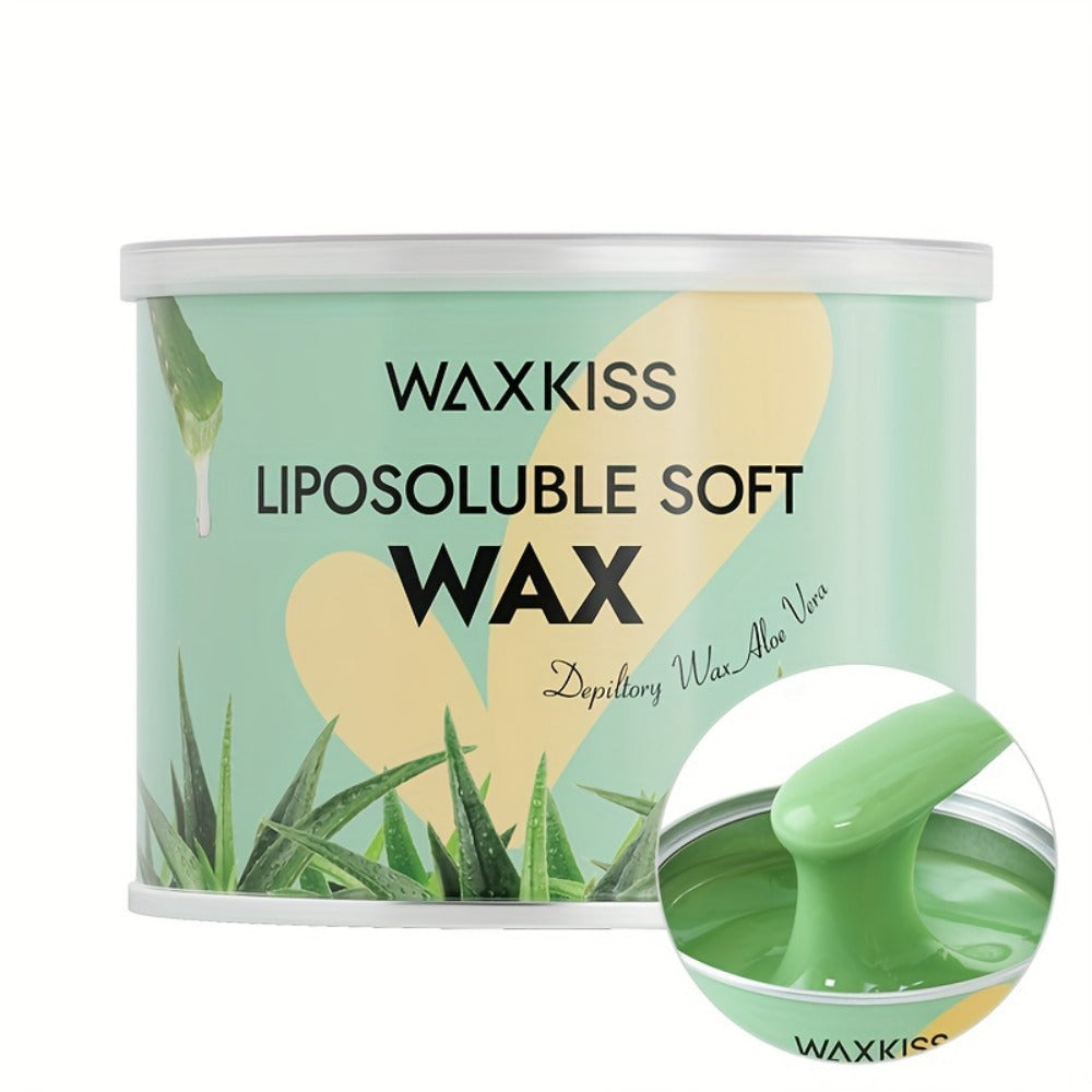 Soft Wax for Hair Removal 400g — WAXKISS Honey & Aloe Vera Waxing Jar, Easy Application for Face, Underarms, Legs, Back & Body | All Skin Types Home & Travel Wax