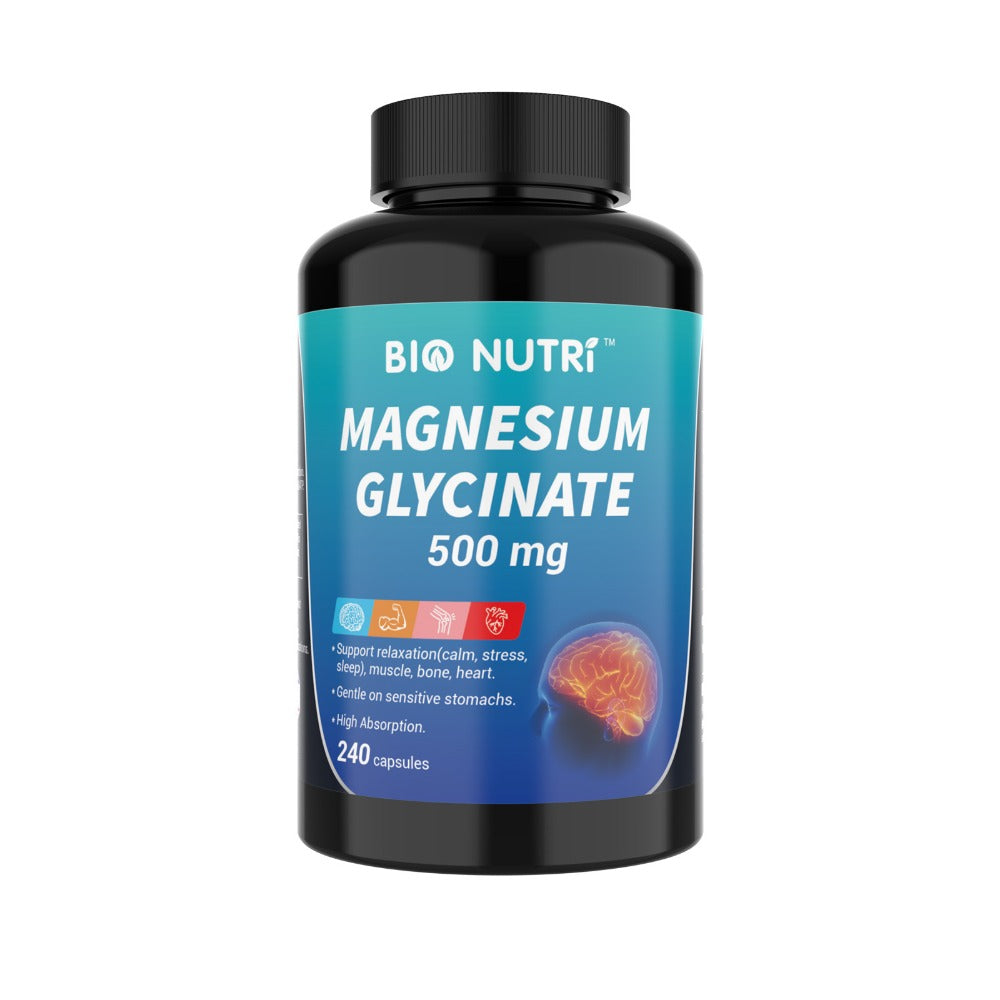Magnesium Glycinate 500mg 240 Capsules Magnesium Glycinate Capsules, Chelated Magnesium for Sleep, Stress, Relaxation