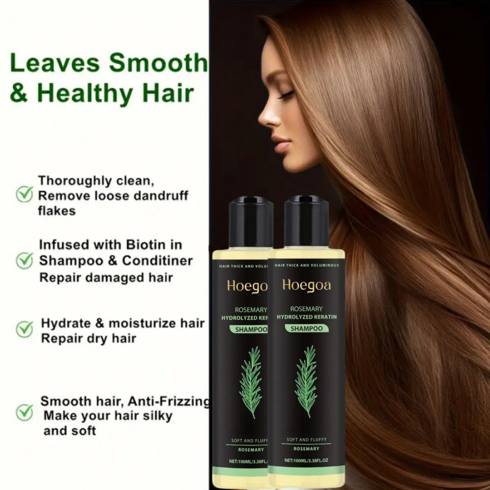 Rosemary Shampoo Set 2pcs/3pcs - Rosemary Extract, Vitamin C & Keratin Formula, Cleanses & Moisturizes, Smooth Shiny Strengthened Hair, Holiday Hair Care Gift Set for Women & Men