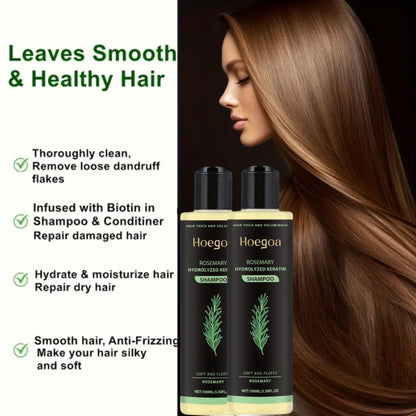 Rosemary Shampoo Set 2pcs/3pcs - Rosemary Extract, Vitamin C & Keratin Formula, Cleanses & Moisturizes, Smooth Shiny Strengthened Hair, Holiday Hair Care Gift Set for Women & Men