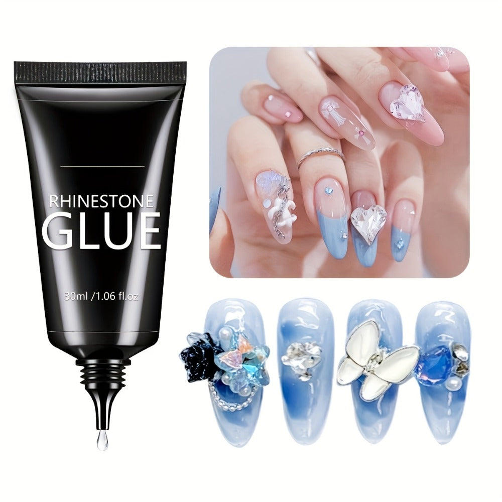 2pcs Rhinestone Nail Glue, Super Strong 3D Bling Gel for Charms and Gems, /LED Cured, Non-Waterproof, Alcohol-Free - Ideal for Nail Art Decorations