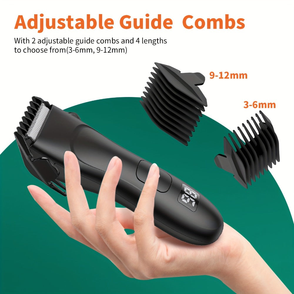 Ball Trimmer For Men - IPX7 Body Hair Trimmer, Ceramic Blade, LCD Battery Display, Replaceable Blade Head, Electric Groin & Pubic Shaver ES030