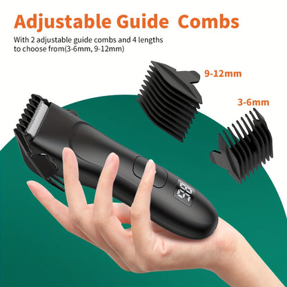 Groin Trimmer Men IPX7 Waterproof Ceramic Blade Electric Body Shaver – LCD Battery Display & Replaceable Head, Wet Dry Safe Ball Trimmer Grooming Kit for Sensitive Areas Pubic Hair Manscaping