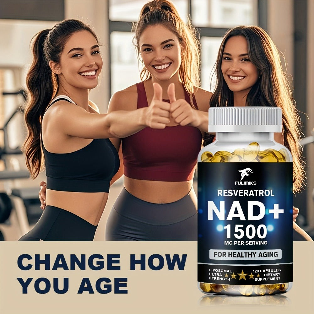 NAD+ Resveratrol Supplement, Supports Brain Health, Skin Support, for Man And Women - 120 Capsules
