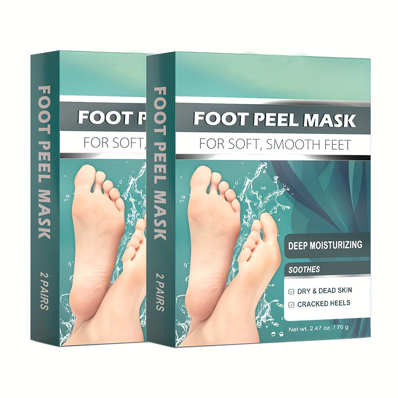 Foot Peel Mask Exfoliating Dead Skin Remover Socks, Moisturizing Firming Foot Mask for Smooth Soft Feet, Hypoallergenic Peeling Treatment for Dry Cracked Heels & Rough Skin, 2 Pairs
