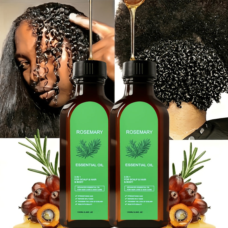 2/3PCStrengthening 3.38oz Rosemary Hair Oil Spray with Biotin, Argan Oil & Batana Essential Oil, Deep Moisturizing Nourishing for Damaged Dry Hair & Scalp, Repairing Damage, Enhances Shine, Promotes Hair, Suitable for All Hair Types, Unisex