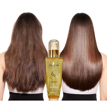 Frizz Control Argan Oil Hair Serum SILLKVA - Flyaway Tamer & Smoothing Treatment for Dry Damaged Hair, Moisturizing Lightweight Liquid Leave-In Serum for Women & Men All Hair Types