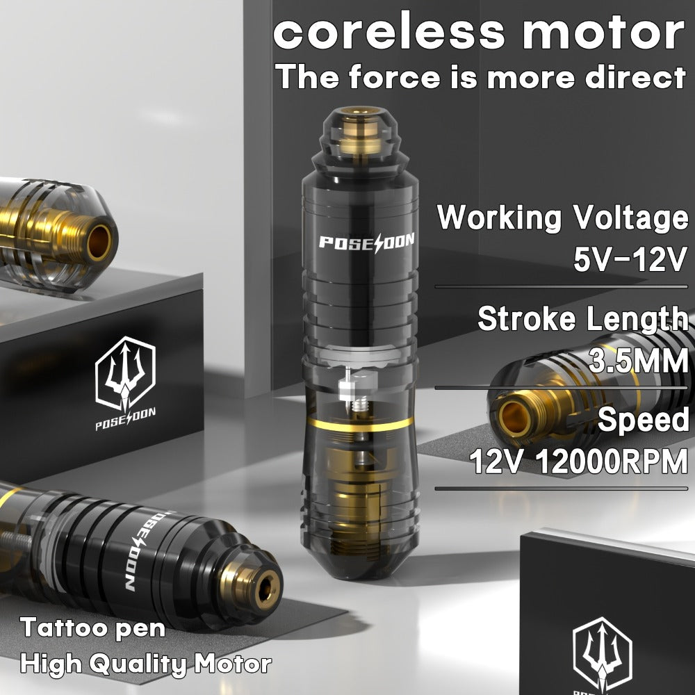 POSEIDON Wireless Tattoo Gun Set, Rotary Tattoo Pen, 1200Mah Battery Featuring Ring Switch, 10 Cartridge Needles, 6 Inks, All-In-One Cordless Tattoo Machine Kit for Beginners And Artists, Tattoo Supplies, New Year Discount Holiday Present