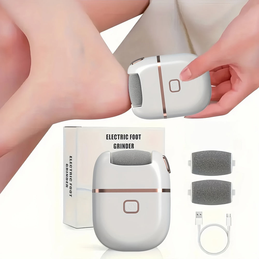 [Three Grinding Heads] Portable Rechargeable Electric Foot Grinder | Two Speeds, Thick Grinding Head for Thick Polishing, USB Charging, Easy to Use for Skin Care of Cracked and Dry Skin, Plastic Material, Battery, Brand: NUAN