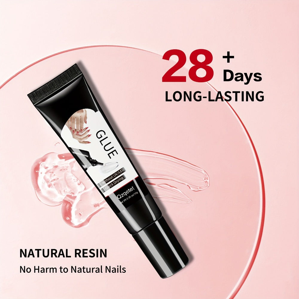 Quick-drying Semi-solid Nail Glue 10g*4, Hose Outlet Nail Pendant Glue, Nail Gel Glue, Nail Gem Jewelry Diamond Nail Accessories Nail Supplies Primary Nail Art Technology, Long-lasting Fake Acrylic Nail Glue Gel
