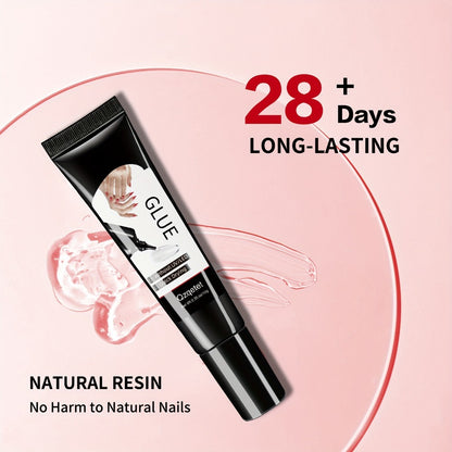 Nail Glue for Acrylic Nails Quick Dry Strong Hold Gel Formula Nail Art Glue for Press On Nails Gems Rhinestones Nail Accessories Long Lasting Manicure Supplies 4pcs 10g Each