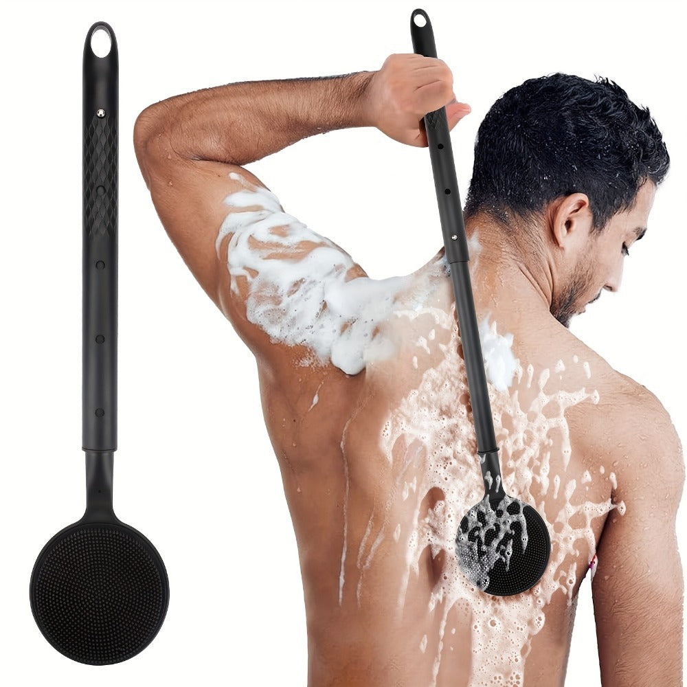 Extendable Shower Cleaner - Soft, Adjustable Long-Handled Bath Brush, Oversized, Lightweight, Ergonomically Designed, Gentle Back Cleaner for Thorough Cleaning, Tub Scrubbing Brush, Soft Bristles, Sanitary Material, Exfoliating, Skincare