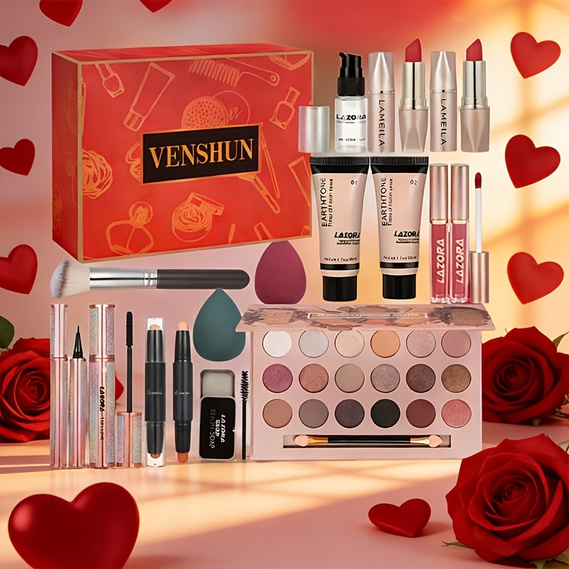 All-in-One Makeup Kit for Women, Full Makeup Set for Teens, Essential Makeup Bundle Including 18-Color Eyeshadow Palette, Lip Gloss, Makeup Brush, Etc. - The Perfect Surprise Gift for Women on Valentine's Day