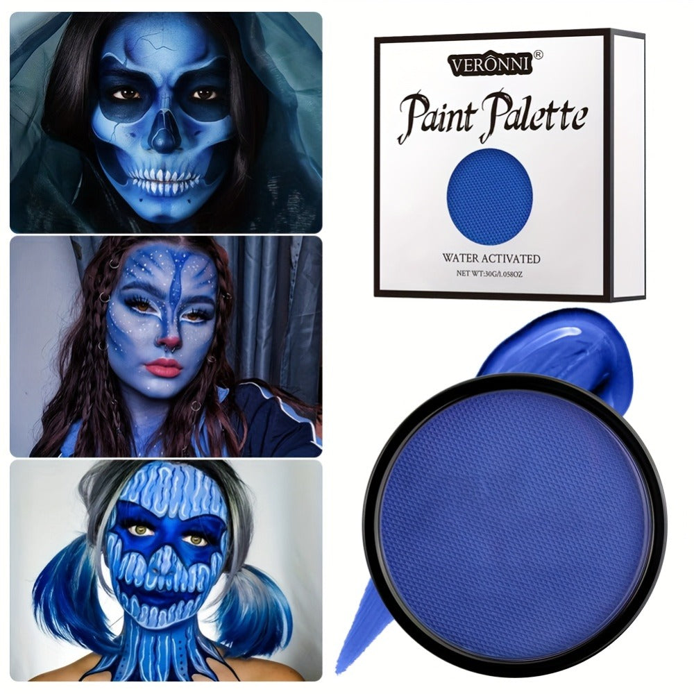 Water Based Face Paint Kit, Black & White Water Activated Face Body Painting Makeup Palette Cosplay Halloween Paint Palette with 10 Brushes