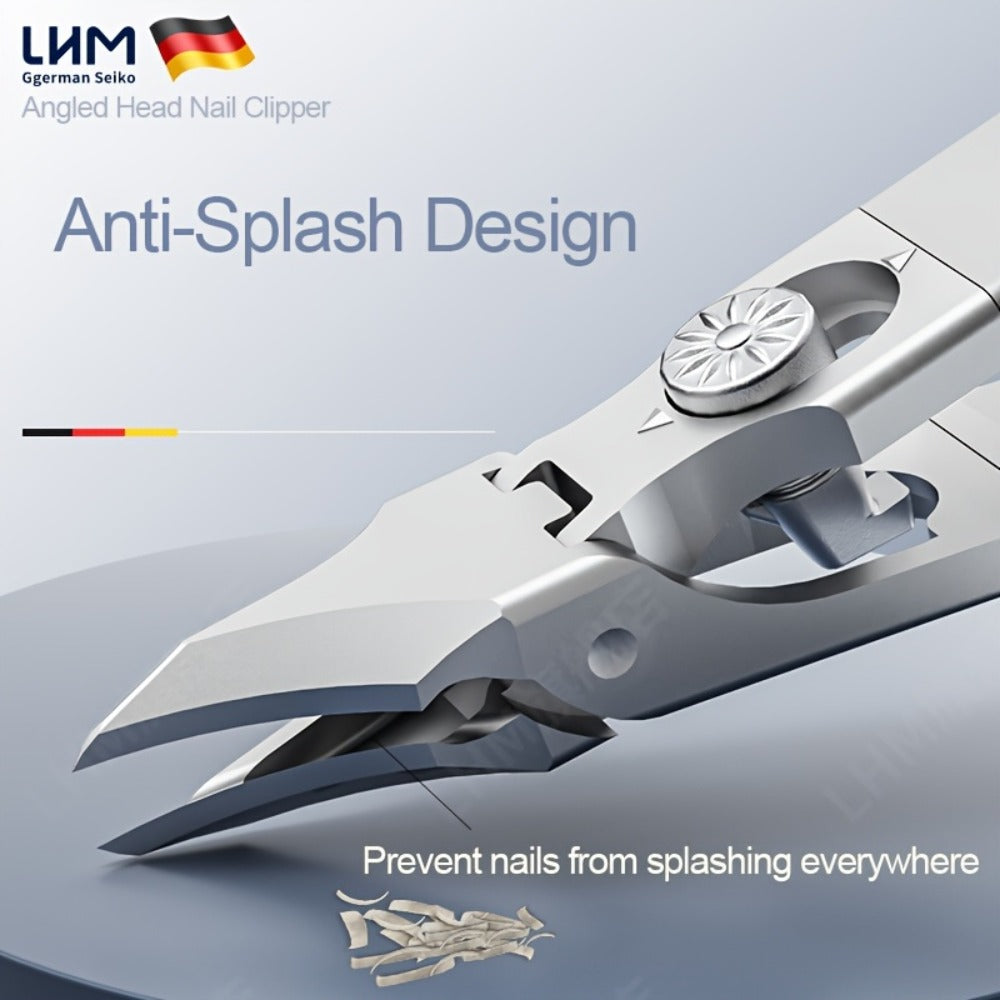 LHM European Special Line Angled Toenail Clipper for Elderly - 45° Precision, Wide Jaw, Rust-Resistant Stainless Steel, Hypoallergenic Ergonomic Design for Difficult Areas & Thick Nails, Nail Clippers for Thick Nails, Senior Nail Care