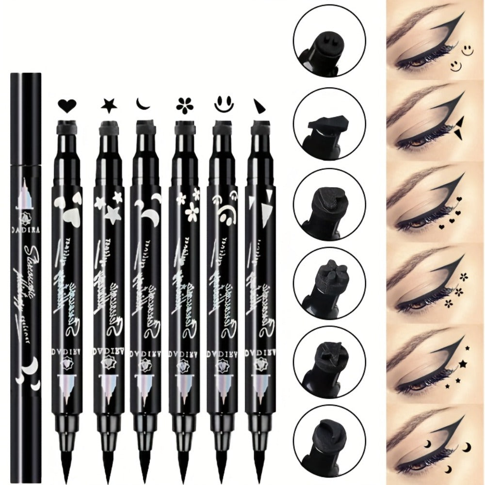 Eyeliner Pen Set 6pcs Waterproof Smudge-Proof Double-Ended Liquid Eyeliner Kit - Oil-Proof Long-Lasting Precision Eye Liner Pencil for Women Holiday Gift