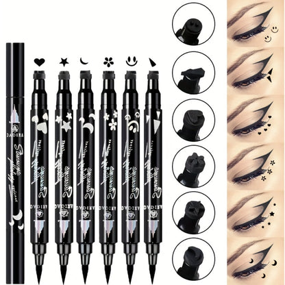 Eyeliner Pen Set 6pcs Waterproof Smudge-Proof Double-Ended Liquid Eyeliner Kit - Oil-Proof Long-Lasting Precision Eye Liner Pencil for Women Holiday Gift