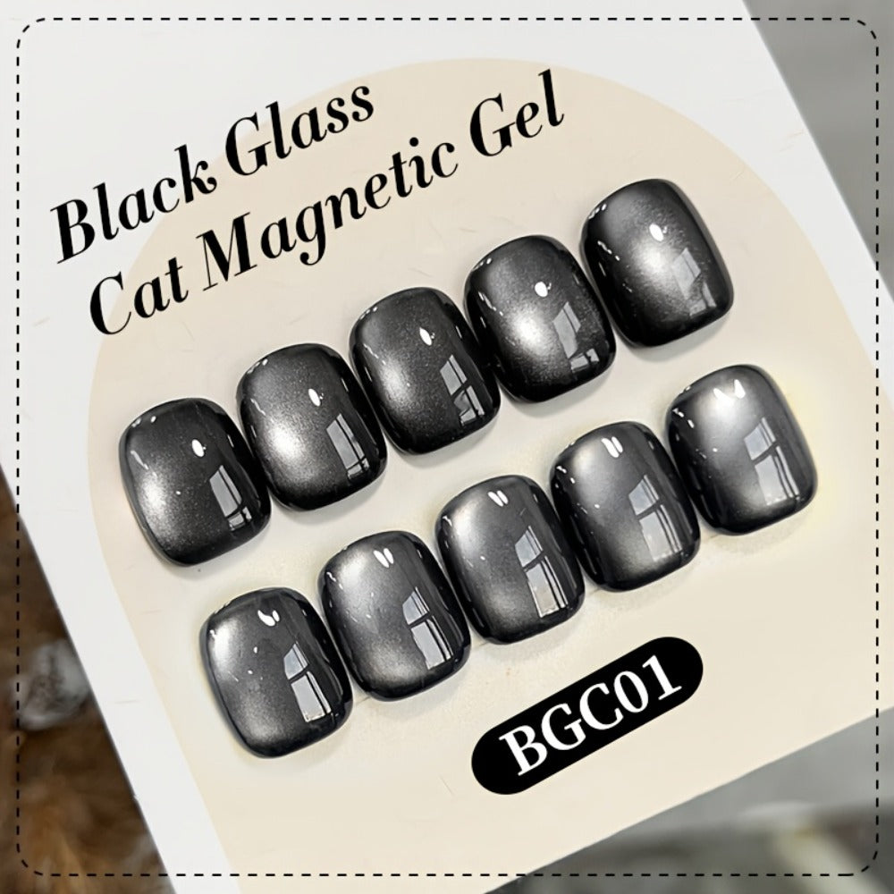 BORN PRETTY 0.34oz Black Glass Bead Black Color Cat Magnetic Gel Nail Polish With A Delicate Magnetic Powder Effect And Shiny Soak Off Gel