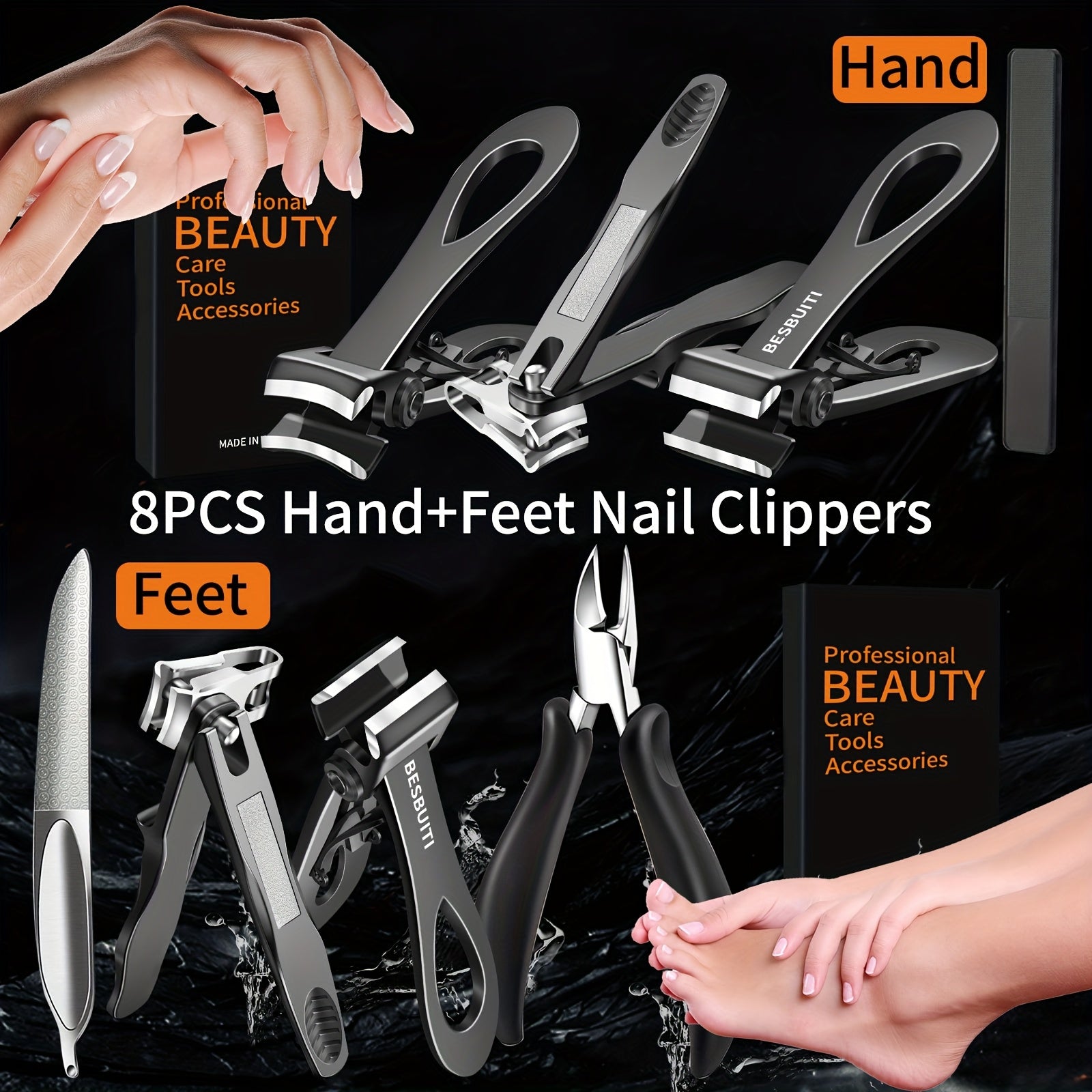 Set of Nail Clippers, Designed for Seniors with Thick Toenails, Featuring Clippers for Thick Nails, a Wide Jaw Straight Nail Clipper, a Heavy-Duty Ingrown Toenail Clipper, an Angled Nail Clipper, And a Nail File, Suitable for Both Men And Women