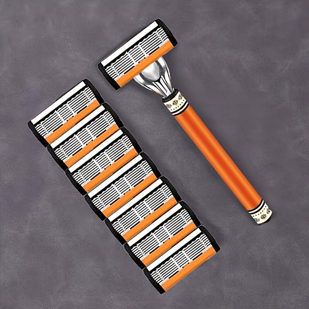 The Classic Men's Manual Razor Is Equipped with Two Comfortable Handles, Sharp And Durable Stainless Steel Blades, And A Progressively Optimized Shaving Experience. It Is An Indispensable Shaving Accessory for Men
