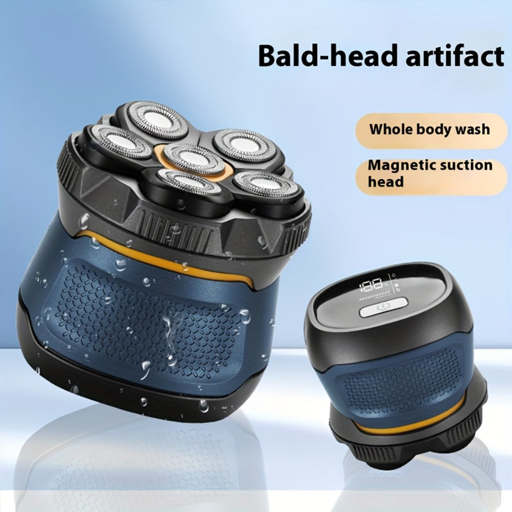Electric Hair Clipper 6D Floating Head Self-Cut Bald Head Shaver 10W High Power 1400mAh USB-C Charging LED Display Two-Speed Travel Lock Hair Trimmer
