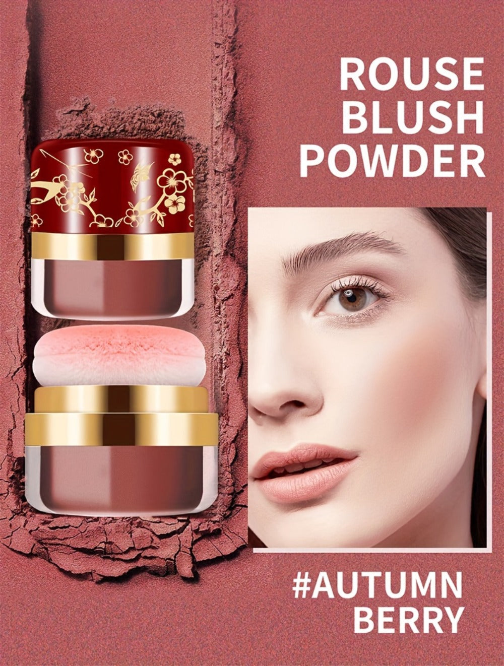 Blush Set 3 Colors with Pearl Powder and Rose Oil Squalane Formula Natural Glow Lightweight Powder for All Skin Tones Easy Blendable Cheek Color