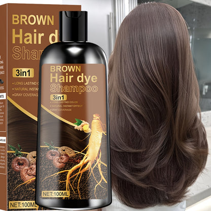 Natural Plant Extract Hair Coloring Shampoo 3.38oz | Deep Moisturizing Long-Lasting Color | Scalp-Safe Gray Coverage for Men & Women | Black Brown Chestnut