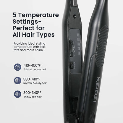 Mini 0.3 Inch Hair Straightener 2-in-1 Curler Titanium Plates 5 Heat Settings 450°F Dual Voltage Beard Bangs Short Hair Styling Tool Unisex for Men Women Valentine Gift