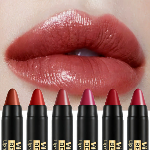 Matte Lipstick Set 6pcs Creamy Long Lasting Waterproof Non-Stick Automatic Lipstick Pen Bullet Lip Color Gift for Women