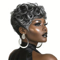 Short Wigs for Short Curly Pixie Cut Wigs with Bangs Pixie Wig Fluffy Heat Resistant Synthetic Fiber Wigs Natural Daily Full Machine Hair Replacement Wigs