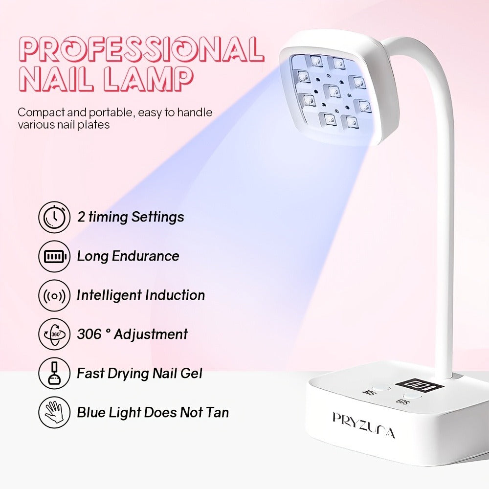 1pc AnnaBeauty Professional Nail Lamp with /LED Dual Light, Quick-Dry Nail, Auto Sensor/Timer (30', LCD Display, Portable Nail dryer with Gooseneck Arm for Home Salon, Gel Polish, USB-Powered (No Adapter Needed) - Formaldehyde-Free, Salon Equipment, Compa