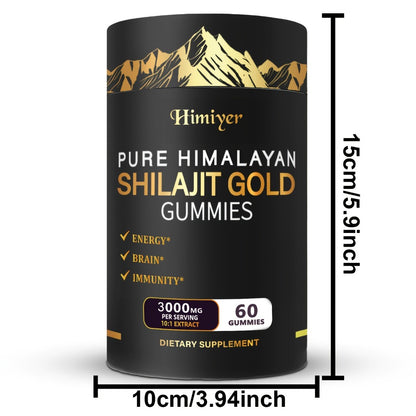 Pure Himalayan Shilajit Gummies with KSM-66 Ashwagandha, Ginseng & Gokshura – 85+ Trace Minerals, 75% Fulvic Acid | No Added Sugar | Energy & Vitality Supplement for Men & Women | 1 or 2 Bottles