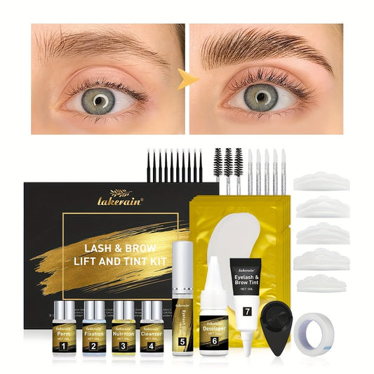 [Lash & Brow Kit] Lakerain Lash And Brow Lift And Tint Kit, Brow Lamination Kit, Eyelash Perm, Salon Or Home Use, Long-Lasting, Easy To Use, Tint Dye Kit, Eyelash And Brow Fuller-Looking