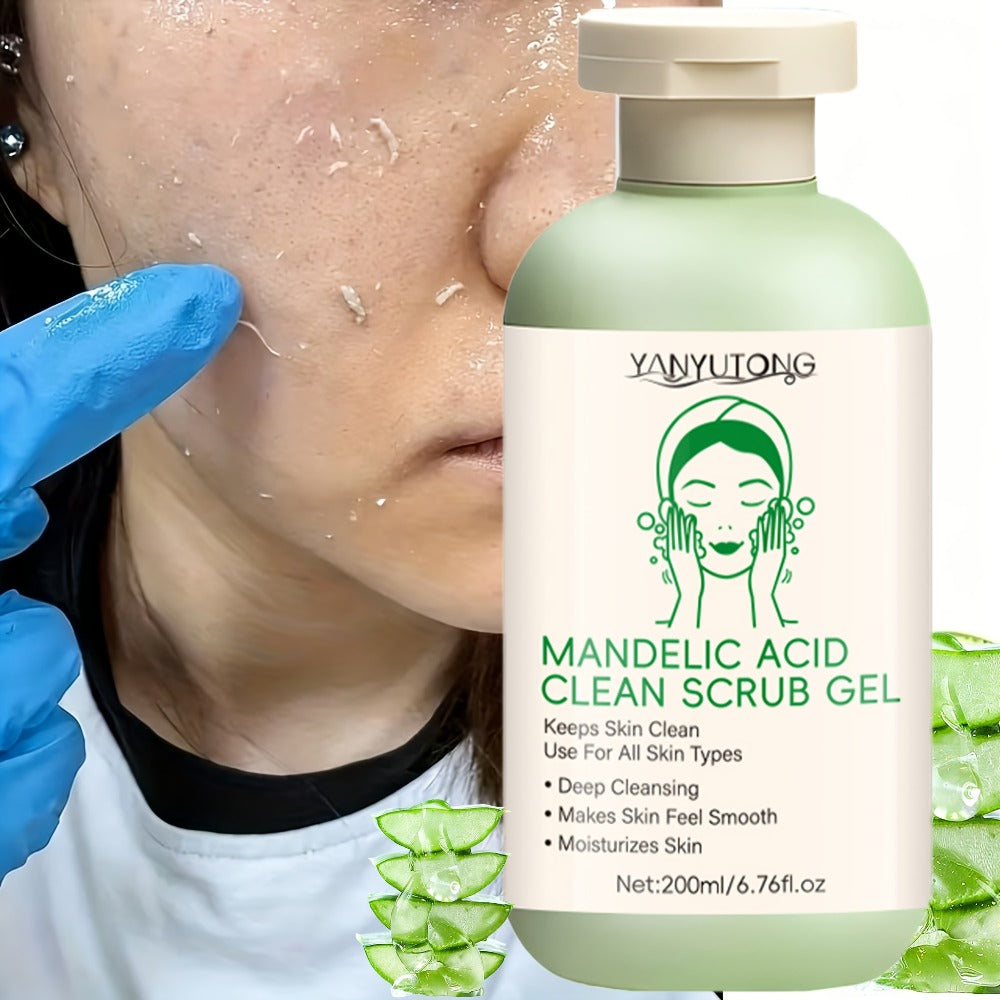 Deep Cleansing Exfoliating Gel, Featuring Mandelic Acid - with Aloe Vera And Rose Extract, Provides Long-Lasting Hydration to Cleanse Pores, Suitable for Daily Use on Both Face And Body