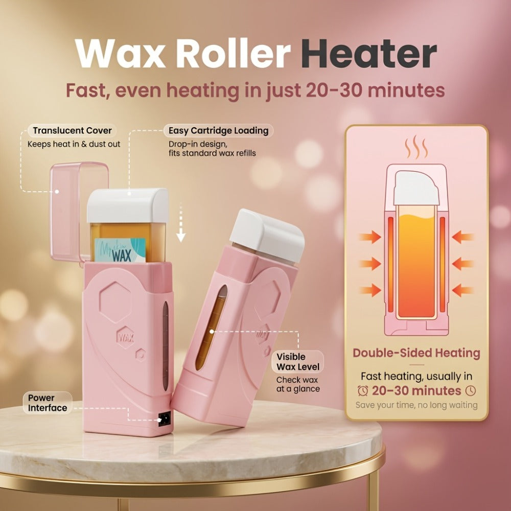 Roll On Wax Kit 105 Piece — 2 Wax Rollers, Wax Warmer, 100 Strips, Lavender Oil & Spray | Pro-Grade Home Waxing for Face, Brazilian, Full Body, Bikini & Sensitive Skin