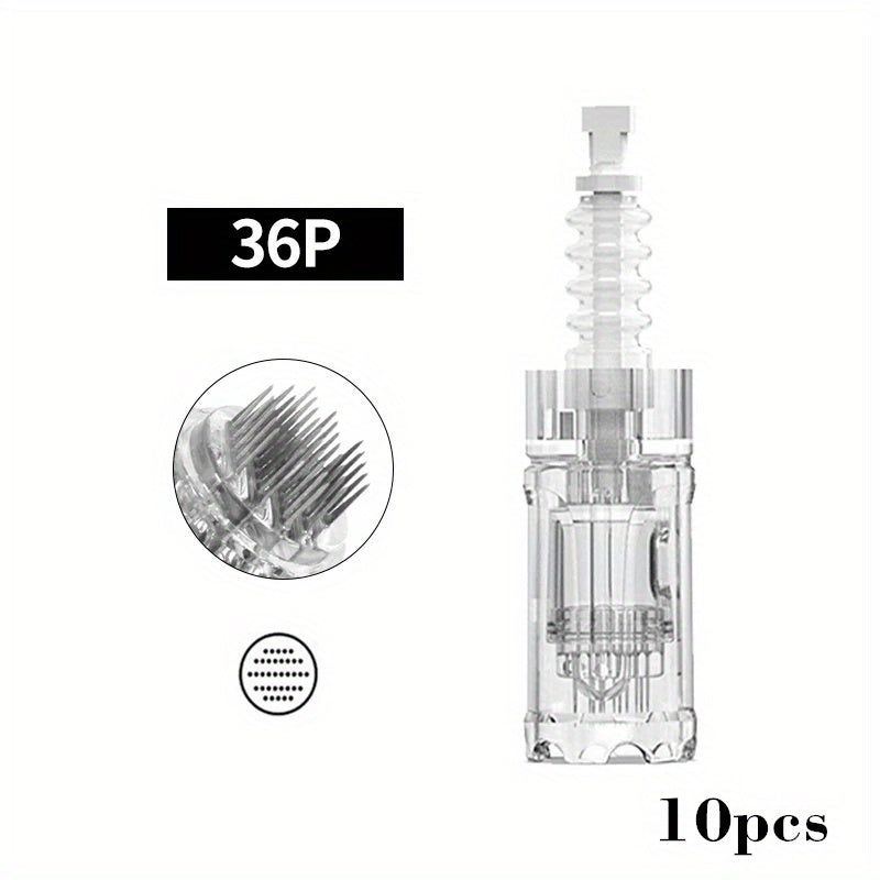Microneedling Pen Cartridges 10-Pack 36-Pin 0.25mm Replacement Needle Cartridges for Dr Pen A10 Compatible 12 24 36 42 Pin Nano Tips