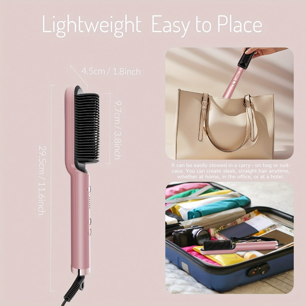Straightening Comb And Curling Iron Set, Hair Curler, Hair Straightening Brush Flat Iron for Women, Anti-Scald, Quick, Precise Temperature Control, Auto Shuts Off, Suitable for Home, Office And Travel, Gifts for Birthday, Wow Hair Products