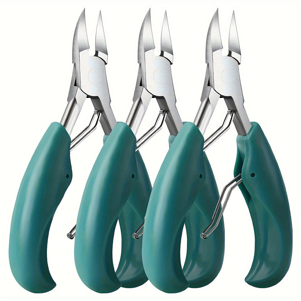 [3Pack Sharp Clippers] Nail Clippers for Thick Nail & Ingrown Toenails(3Pack), Toenail Clippers for Men, Women, Seniors, Sharp Curved Blade, Professional Pedicure Tool
