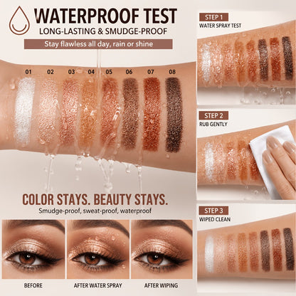 Eyeshadow Stick Set 8PCS Waterproof Long-Lasting - Shimmer, Pearlescent & Matte Eye Shadow Pencil for Smoky, Natural & Glitter Looks, Blendable Creamy Formula, Gift for Her