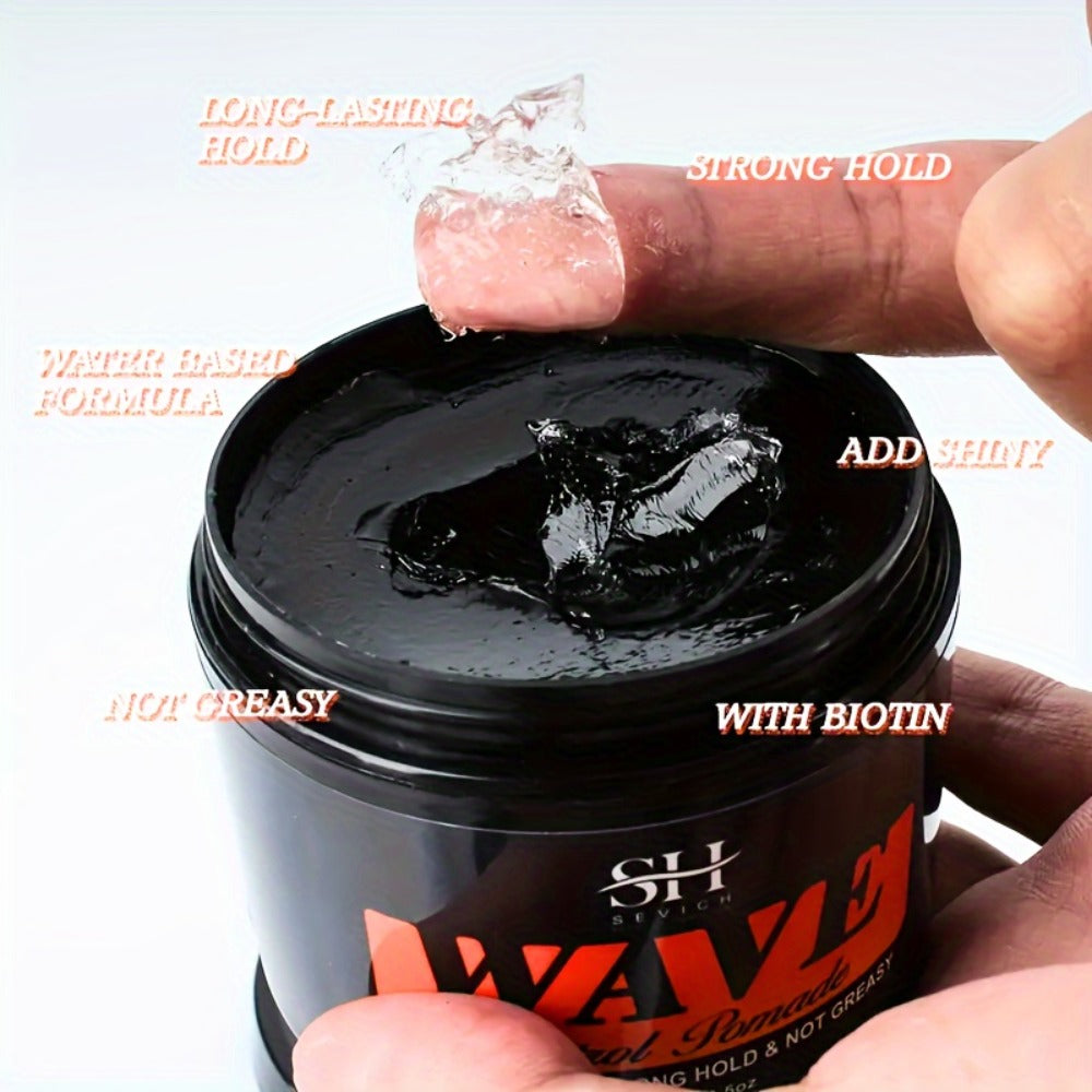 360 Wave Pomade for Men — Strong Hold Hair Styling with Silky Shine & Layered Wave Control, Glycerin Formula, 4-Piece or 5-Piece Set with Silky Durag & Wave Brush, 100g