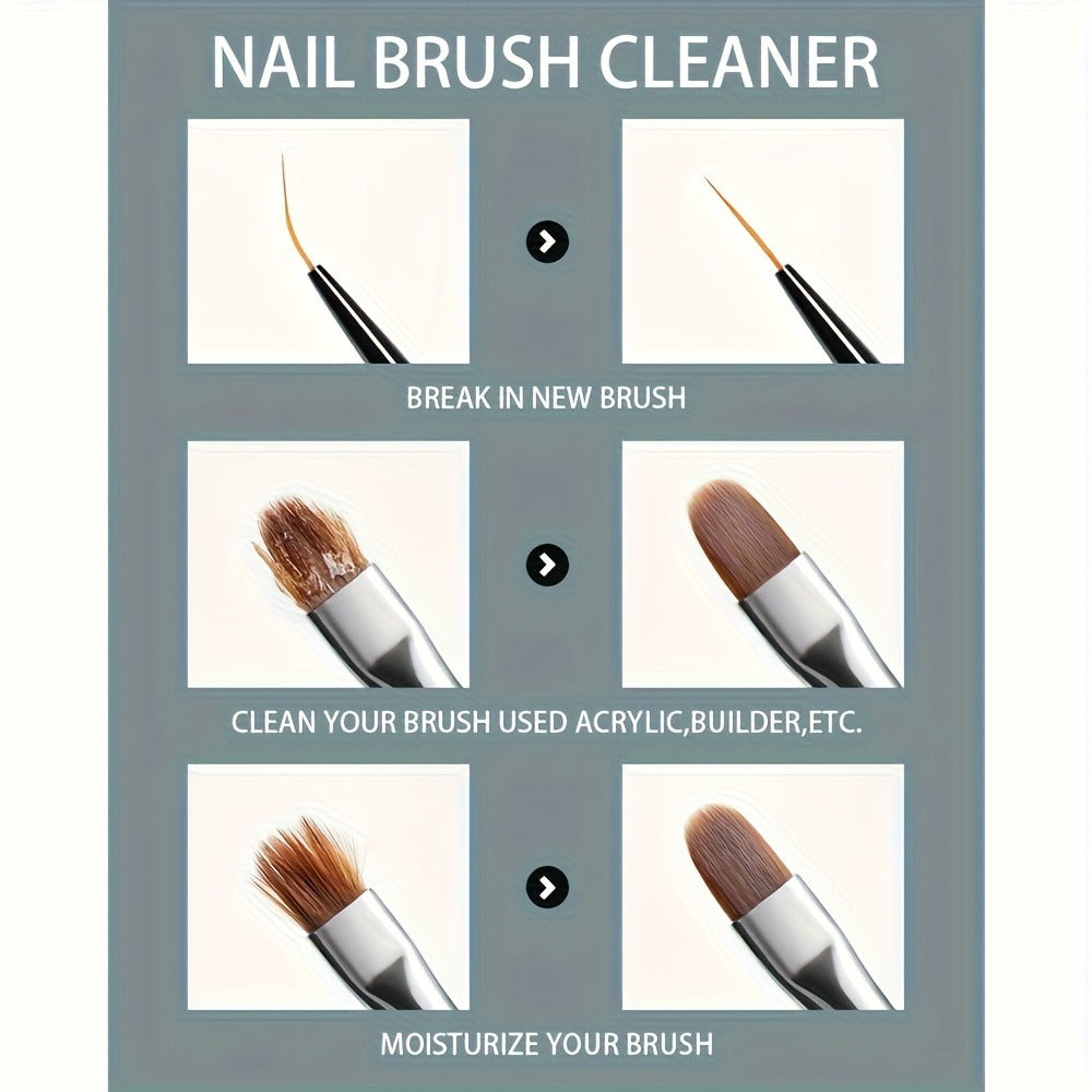 Nail Brush Cleaner And Conditioner - Quickly Clean Gel Nail Brushes, Paint Brushes, Airbrushes, Art Tools, Preserver And Restorer for Kolinsky Acrylic Brush Etc.