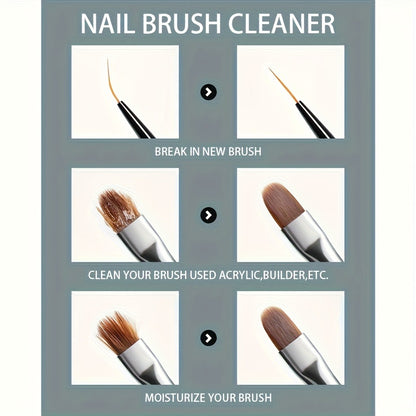 Nail Brush Cleaner and Conditioner 2-Pack Gel Nail Brush Wash Pen Kolinsky Acrylic Brush Preserver Restorer for Paint Airbrush Art Tools