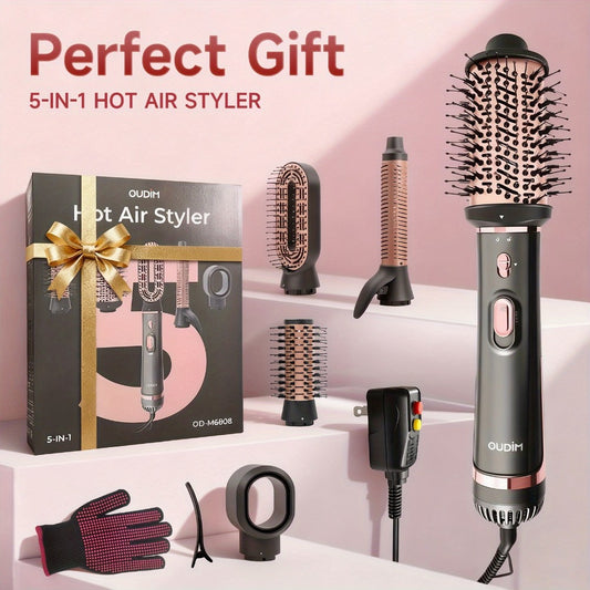 Hot Air Brush Negative Ion Hair Dryer Brush & Styler — Curl, Straighten, Massage & Blow Dry with Multiple Temperature & Wind Speed Settings, Frizz-Free Styling