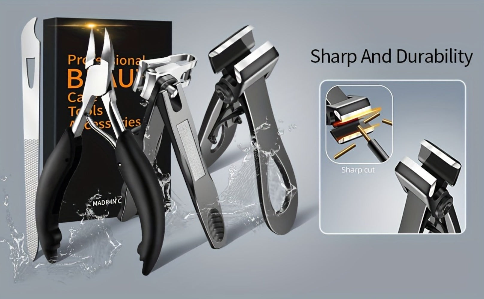 Heavy Duty Thick Toenail Clippers Set - Wide Jaw Opening Straight Nail Clipper, Angled Nail Clipper And Nail File, Large Nail Clippers For Men Seniors Women